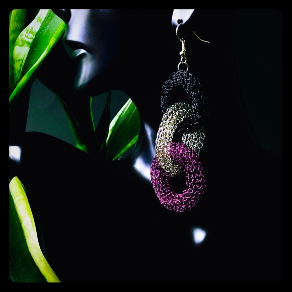 3.5” Handmade Infinity Wire Crocheted Earrings - Picture 2 of 8
